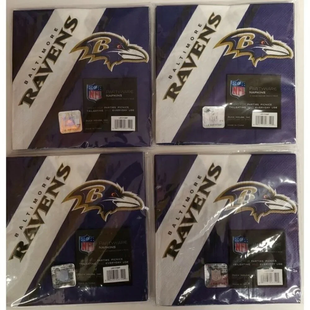 NFL Baltimore Ravens Napkin Packs Lot of 4 Sports Parties Tailgates Man Caves